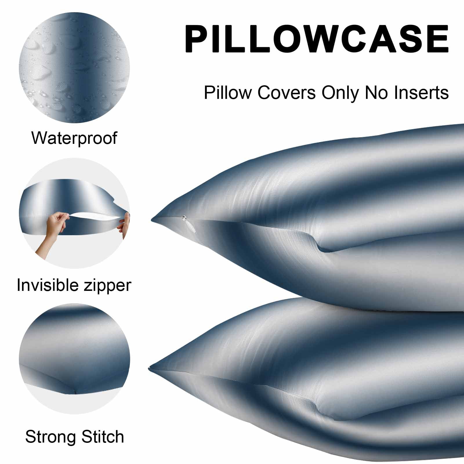 Dark Blue White Ombre Lumbar Pillow Covers 20x12 Inch Set of 2, Abstract Art Modern Blue Gradient Waterproof Outdoor Pillow Covers, Decorative Cushion Pillowcases for Couch, Sofa, Bed, Garden, Patio