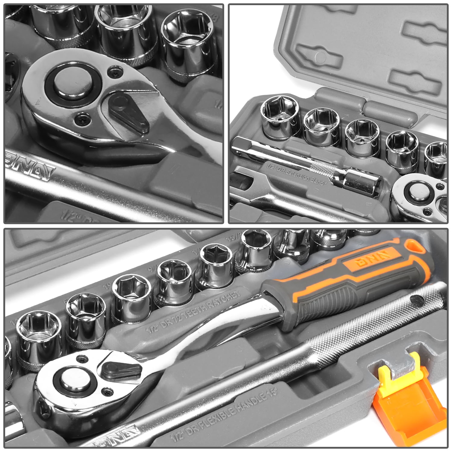 17-Piece 1/2 Inch Drive Socket Set for Household or Automobile Repairing