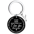 thumbnail image 1 of Llaveros para mujer, llavero de billetera, llavero de auto, llavero DIY para mi hijo, llavero de acero inoxidable negro con apellido de 26 letras, 2,5 cm, decoraciones de moda, 1 of 3