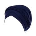 thumbnail image 1 of Turban Solide à la Mode Confortable Couche Simple Respirant Foulard Bonnet Chapeaux Bandeaux pour Femmes Marine, 1 of 6