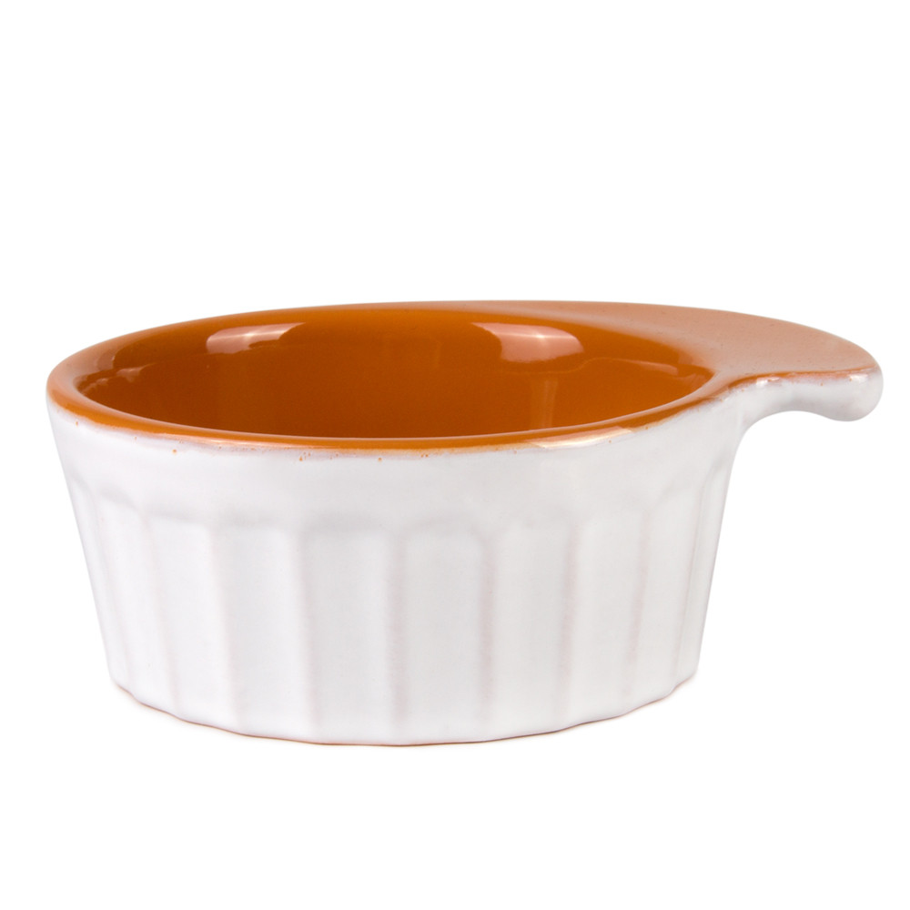 Stoneware Ramekin with Handle 6.8 oz White Ceramic Ramekin For Kitchen