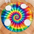thumbnail image 2 of Colorful Rainbow Tie Dye Spiral Pattern Round Fitted Tablecloth with Elastic Edge,Dining Table Cover Waterproof,Outdoor Round Tablecloth for Camping,Dining,Indoor and Outdoor, 2 of 7