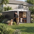 thumbnail image 7 of MUCHANT 10'x16' Outdoor Metal Storage Shed with Updated Frame Structure and Lockable Doors, Steel Garden Tool Sheds for Backyard, Patio, Lawn, White, 7 of 7