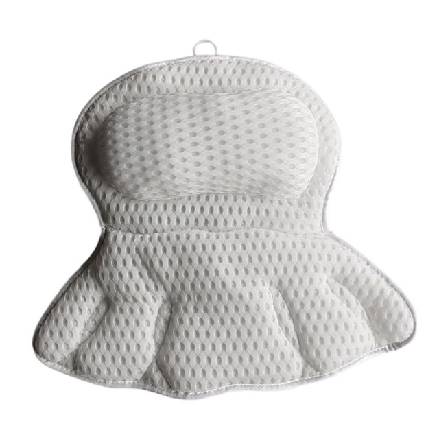 Almohada de baño con ventosas, cojín para bañera, accesorios relajantes, reposacabezas, caliente Blanco