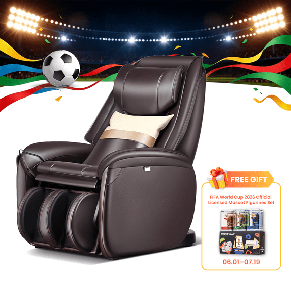 Costway Massage Chair Full Body SL Track Zero Gravity with  Pillow Reversible Footrest Heat Brown