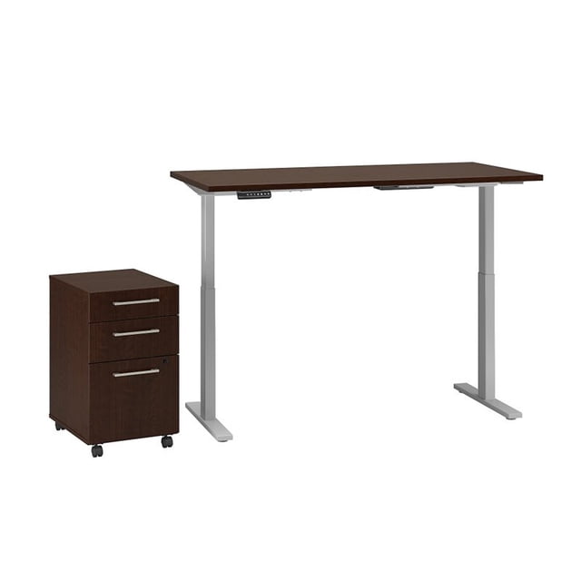 Move 60 Series 60W x 30D Adjustable Desk Set in Mocha Cherry - Engineered Wood