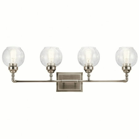 

4 Light Transitional Vanity Light Damp Location Rated with Vintage Industrial Style 10.75 inches Tall By 33.25 inches Wide-Antique Pewter Finish