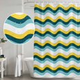 thumbnail image 4 of Shower Curtain Bathroom Set Ombre Yellow Turquoise Waves Waterproof Fabric Shower Curtains with Grommets&Hooks, Abstract Minimalist Art Privacy Bath Curtain for Bathtub 72x84in, 4 of 9