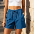 thumbnail image 5 of biudgviw Women's Sweat Shorts Elastic Waist Cargo Shorts Summer Casual Drawstring Shorts with Multi Pockets for Daily Wear, 5 of 7