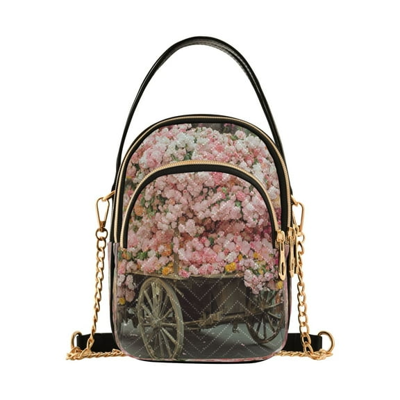 YAZAOO Cross Body Fashion Shoulder Waist Purse Bags Flower Cart with Blossoms Pocket Handbags