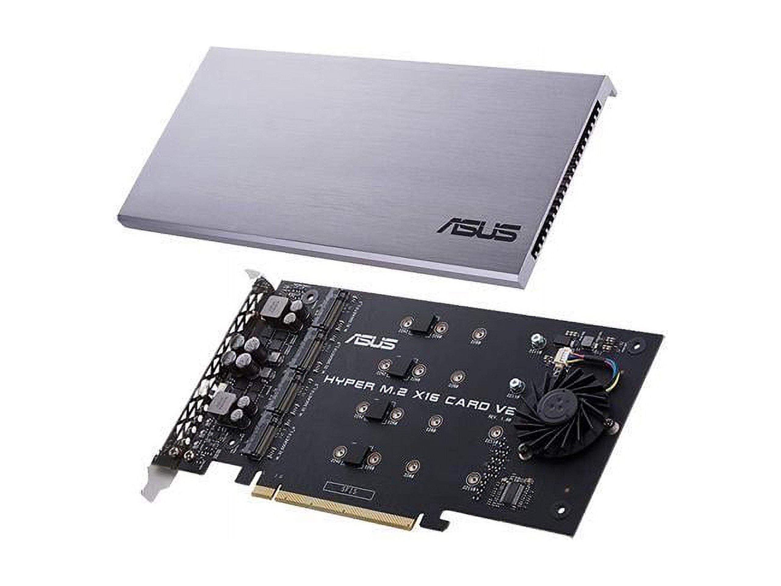 ASUS Hyper M.2 x16 PCIe 3.0 x4 Expansion Card V2 Supports 4 x NVMe M.2 (2242/2260/2280/22110) Up to 128 Gbps for Intel VROC and AMD Ryzen Threadripper NVMe RAID - image 2 of 5