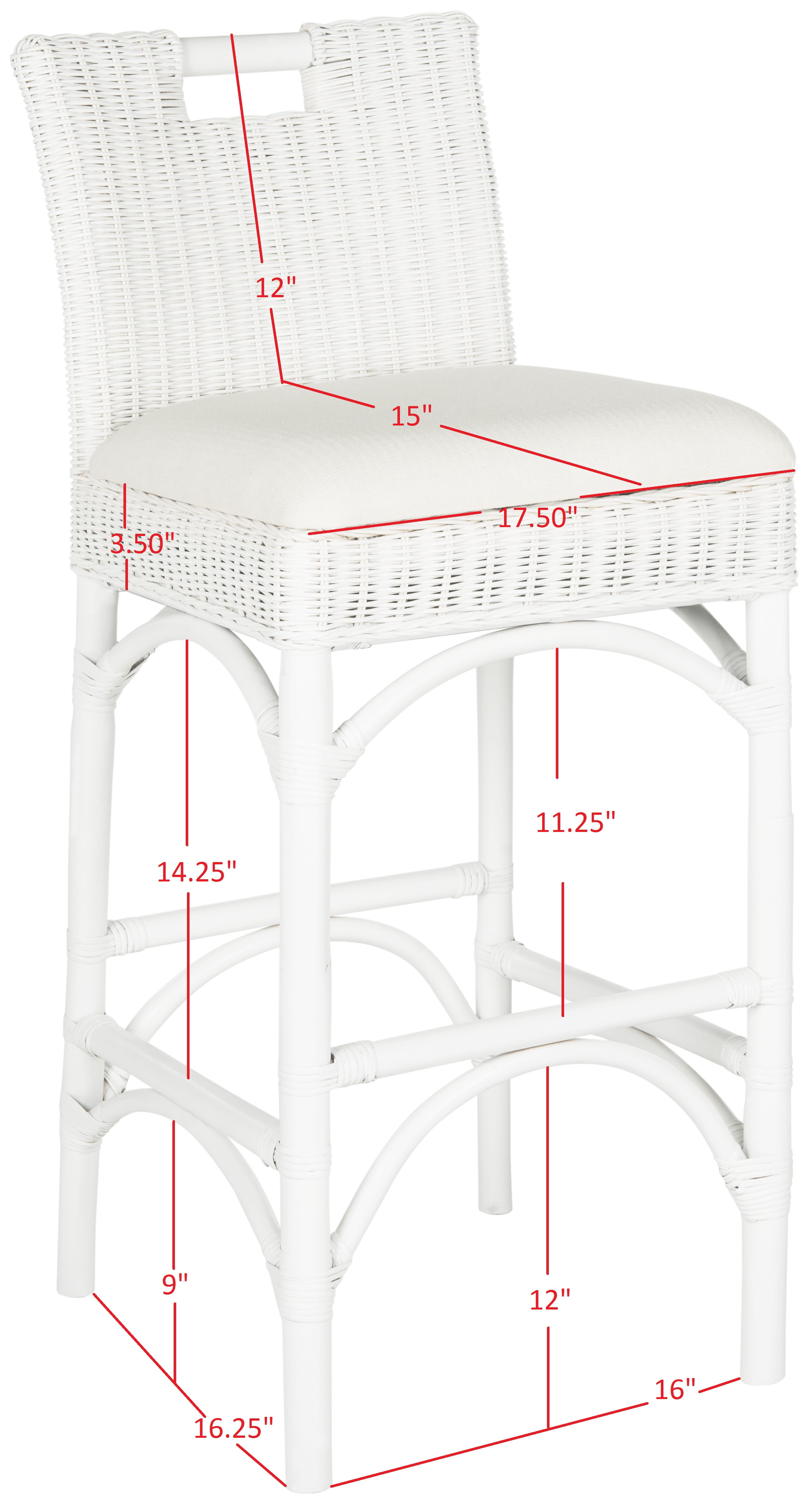 SAFAVIEH Fremont Square Mid Back Bar Stool, White