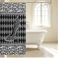 thumbnail image 3 of Erosebridal Minimalist Cheetah High Heels Shower Curtain 72Wx78L,Vintage Geometric Plaid Bath Curtain,Gray Black, 3 of 5