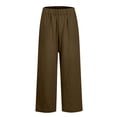 thumbnail image 6 of Glisme Women Pants Lightweight Empire Waist Trousers Wide Leg Loose Fit Slacks Classic Clothing Brown Xl, 6 of 7