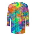 thumbnail image 5 of Women's Tie Dye Ombre Spring Elegant Shirts Fashion 2024 Summer Clothes for Teen Girls Round Neck Blouse 3/4 Sleeve Tunic Tops Loose Fit Flowy Y2K Tops Dressy Casual Vintage Multicolor T Shirts L, 5 of 5