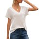 thumbnail image 1 of Guardurnaity Camiseta Escote en V Blusa de Verano Color Sólido Manga Corta Suelta Mujer Top Prendas para la parte del cuerpo Blanco METRO, 1 of 6