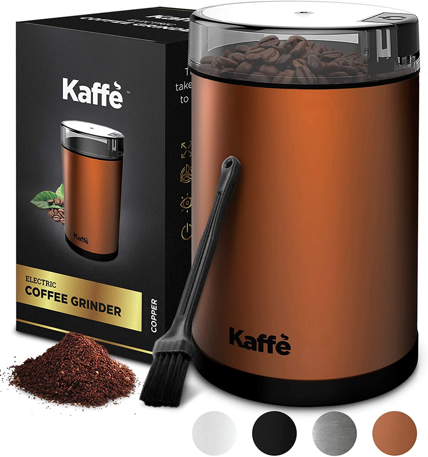 Kaffe KF2030 Electric Coffee Grinder, Spice Grinder,3.5oz/14 Cup, Copper