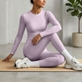 thumbnail image 5 of Women's 2 Piece Yoga Sets Quick-Dry Gym Workout Tracksuit High Waist Running Leggings & Long Sleeve Top Outfits Light Purple L, 5 of 6