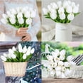thumbnail image 4 of LYCAQL 10pcs White Flowers Artificial Tulip Silk Flowers 13.5" for Mother's Day Easter Valentineâs Day Gifts in Bulk Home Kitchen Wedding Decorations, 4 of 8