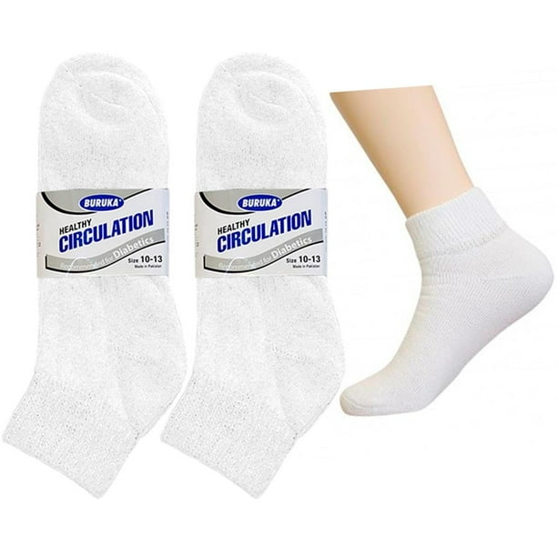 6 pares de calcetines tobilleros circulatorios para diabéticos, de apoyo para la salud, para hombre, holgados, blancos, tallas 10-13