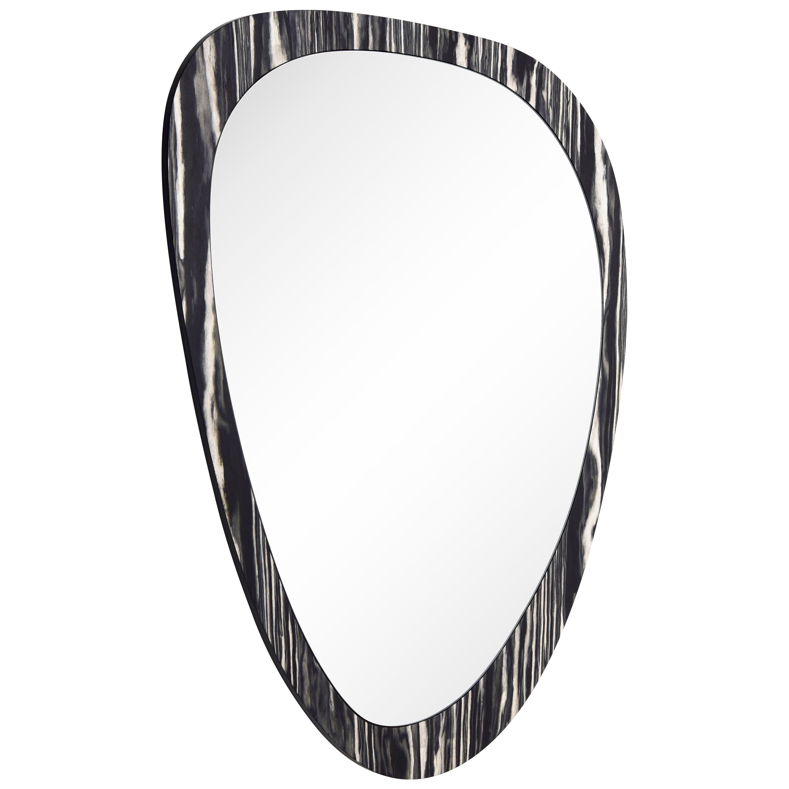"Contour Harmony Wall Mirror", 35"x27" Irregular Mirror Featuring a 31"x23" Center Mirror, on an Exotica Stained Veneer 2" Frame