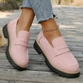 thumbnail image 2 of Rokment Classic Slip on Penny Loafers for Women 2026 Spring Fall Fashion Casual Leather Platform Chunky Mid Heels Vintage Solid Oxfords Walking Shoes Pink Size 6, 2 of 7