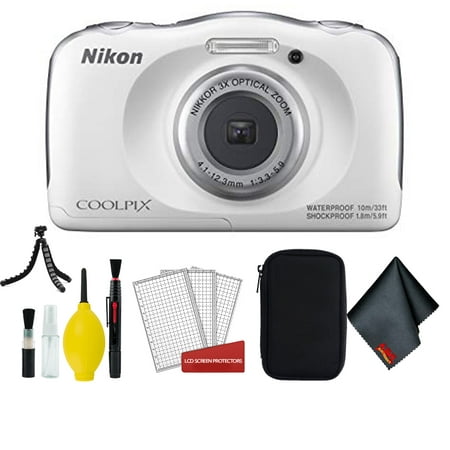 Nikon Coolpix W150 Wi-Fi Rugged Waterproof Digital Camera (White) 13.2 MP Bundle with Carrying Case + More (Intl
