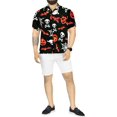 thumbnail image 2 of HAPPY BAY Men's Button Down Short Sleeve Summer Caribbean Party Shirt Fashion Halloween Costumes Hawaiian Shirts for Men S Ebony Cobweb Skulls Webs, 2 of 6