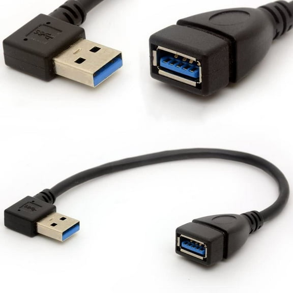USB 3.0 Extension Cable Left Angle 90 Degree Adapter Type A Male To Female High Speed Connection Super fast 5Gbps Data Transfer Sync lead (LEFT) 30cm