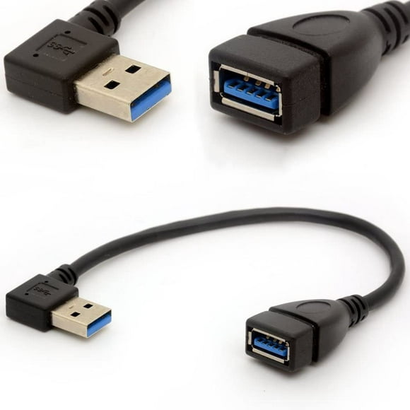 BSHTU USB 3.0 Câble d'Extension Angle 90 Degrés Adaptateur Type un Mâle à Femelle Connexion à Grande Vitesse, Super Rapide 5Gbps