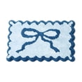 thumbnail image 5 of Bow-Shaped Bath Mat, Cute Scalloped Non-Slip Rug, Super Absorbent Microfiber Bathroom Carpet for Soft Comfort Underfoot, Plush Velvet Bow, Machine Washable, Blue, 5 of 5