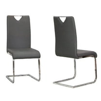 Doral Dark Gray Faux Leather Dining Chairs w Chrome Cantilever Base Set of 2