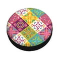 thumbnail image 3 of XMXY Colorful Mexican Talavera Plaid Spare Tire Cover, Universal Waterproof Cover for Jeep RV Tire Wheel Protection, 16 inch, 3 of 8