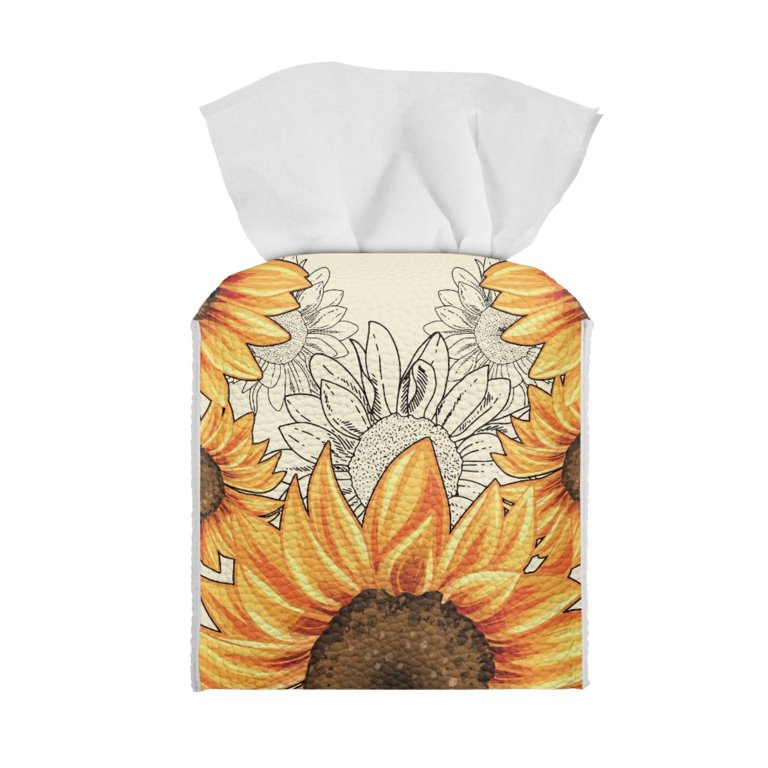 Bivenant Store Sunflower Pattern Square Tissue Box Cover, Stylish Tissue  Holders for Either Tissues Bathroom 