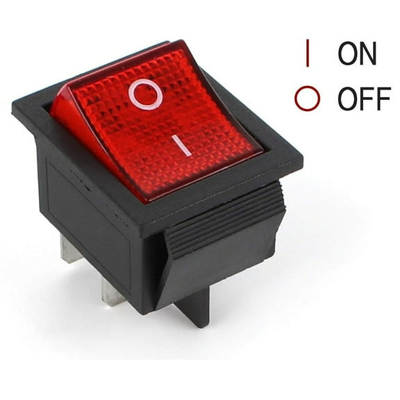 Red Rocker Switch On/Off with Waterproof Cover 4-Pin 250V 16A Illuminated Switch