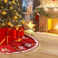 thumbnail image 5 of Christmas Tree Skirt Red White Cloth Christmas Tree Base Cover Skirts Decor for Xmas Party Holiday Home Garden (Christmas Train, 36inch), 5 of 6