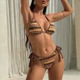 thumbnail image 2 of KPOPLK Bathing Suits for Women 2 Piece Bikini Set Color Block Print High Waisted Swimsuit Summer Swimwear(M,Coffee), 2 of 9