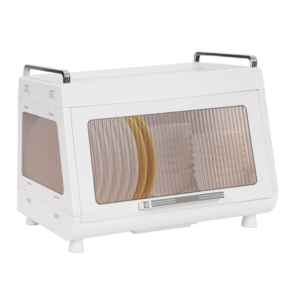 Dish Drying Rack with Lid Cover, 2-Tier Foldable Drain Board, 33lb Capacity Countertop Organizer for Plates, Bowls & Utensils, Space Saving Kitchen Storage