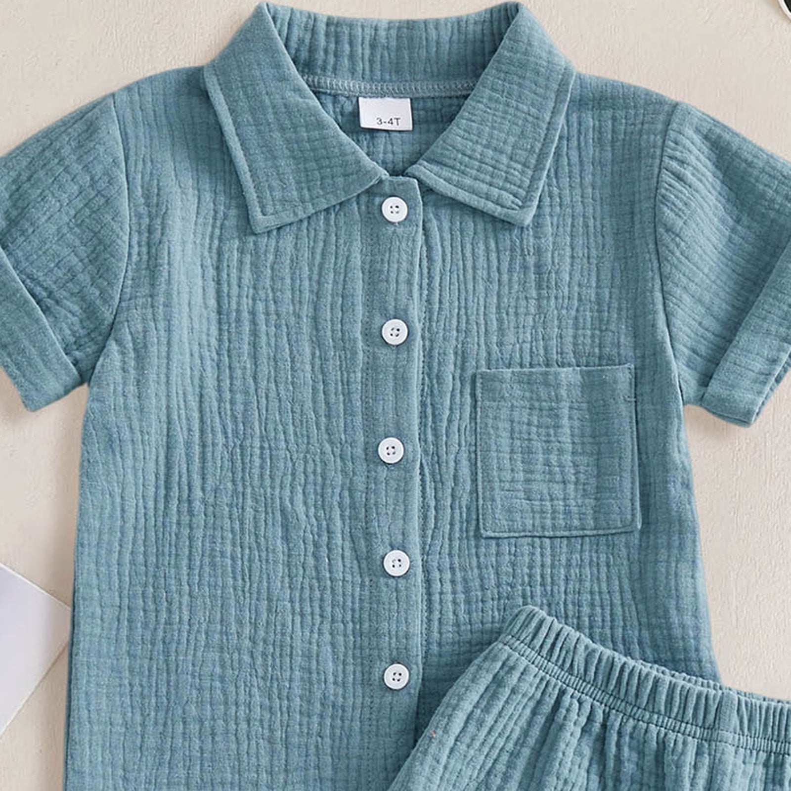 Emitonse Toddler Kids Boy Summer Clothes,Childrens Comfortable Breathable Set Boys Simple Short Sleeved Two Piece Set Blue,Size 2-3 Years