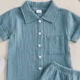 thumbnail image 3 of Akiihool Baby Boy Outfit Toddler Kids Boy Summer Clothes 6 12 18 24 Months 2T 3T 4T Short Sleeves Shirt Tops & Casual Shorts Outfit Set(Blue,18-24 Months), 3 of 3