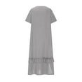 thumbnail image 5 of Akafmk Summer Dresses for Women Casual Dresses,Solid Color Round Neck Long Dress Short Sleeve Maxi Dresses Cotton Linen A Line Beach Sundress, 5 of 5