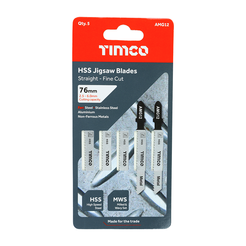 Timco - Jigsaw Blades - Metal Cutting - HSS Blades (Size T118B - 5 Pieces)