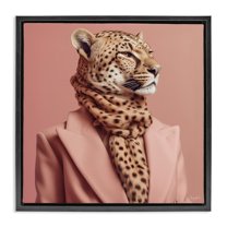 Stupell Industries Fashionable Cheetah Portrait Animals & Insects Painting Black Floater Framed Canvas Art Print Wall Art, 25 x 25