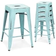 thumbnail image 2 of Best Choice Products 24in Set of 4 Stackable Modern Industrial Distressed Metal Counter Height Bar Stools - Blue, 2 of 6