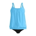 thumbnail image 3 of NIEWTR Bathing Suit For Womens Wide Strap Square Neck Tankini Set, Solid Tummy Control Bottoms Swimsuit(Light Blue,L), 3 of 3