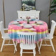 thumbnail image 2 of Colorful Cloud Star Pattern Round Tablecloth 60"x60",Wrinkle Wipeable Table Cloth for Kitchen Dining Room Picnic Patio Party, 2 of 6