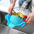 thumbnail image 3 of SugarBloom Silicone Pasta Strainer Clip for Pots, Kitchen Gadget Strainer for Draining Meat, Vegetables, Fruit, and Pasta, Reusable Colander with Clip Design,Sky Blue, 3 of 3