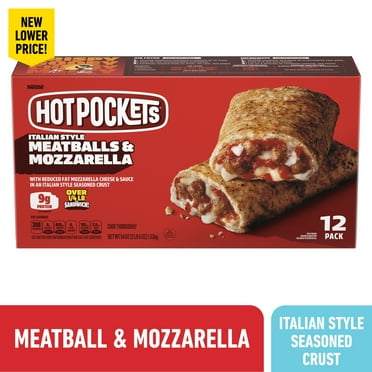 Hot Pockets Meatballs and Mozzarella Garlic Buttery Crust Sandwich Snacks 54 oz, 12 Pack (Frozen)