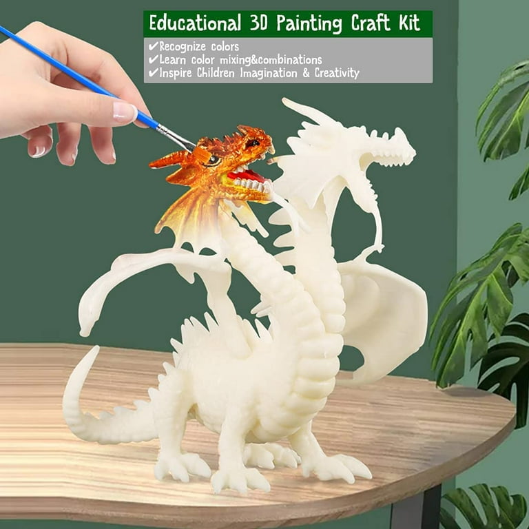 SOLDAY Painting Dragon Toys Kits for Kids Arts and Crafts Ages 3 6 5 7 9 12  Boys Girls to Make Your Own Paintable Figurines Birthday Party Supplies - 2  Dragons - Soldaytoys