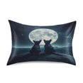 thumbnail image 3 of Dailycode Satin Pillow Case King Silk Pillow Cover for Hair and Skin Envelope Closure Dog Back under Moon 20"x40", 3 of 9